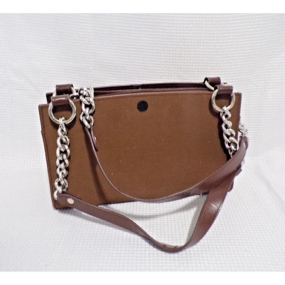 Miche Classic Brown w/Silver Chain Accents Handbag 3 Skins Tweed Bronze Brown